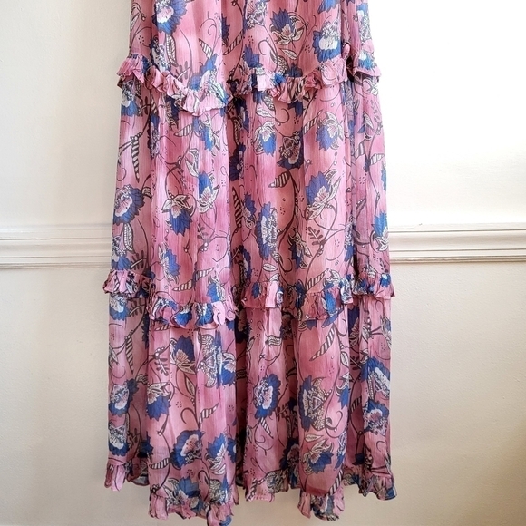 New Cleobella Elena Ankle Barbie Pink Lotus Print Maxi Dress NWT Small - Picture 9 of 13
